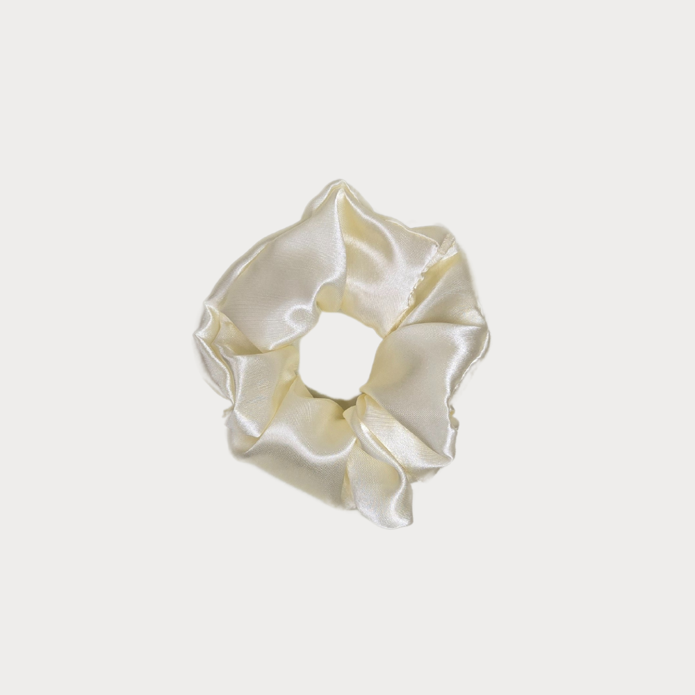 Beige Satin Scrunchie