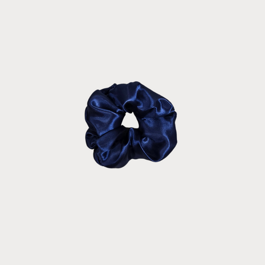 Navy Blue Satin Scrunchie