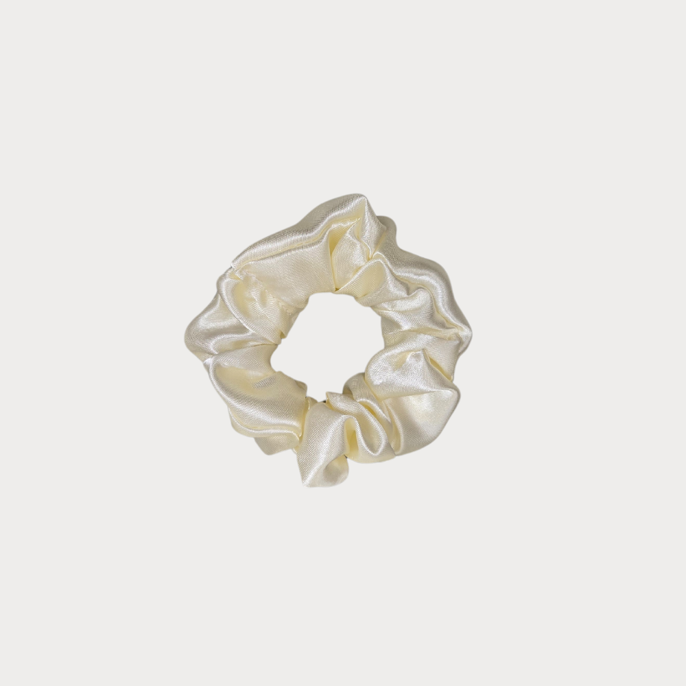 Beige Satin Scrunchie