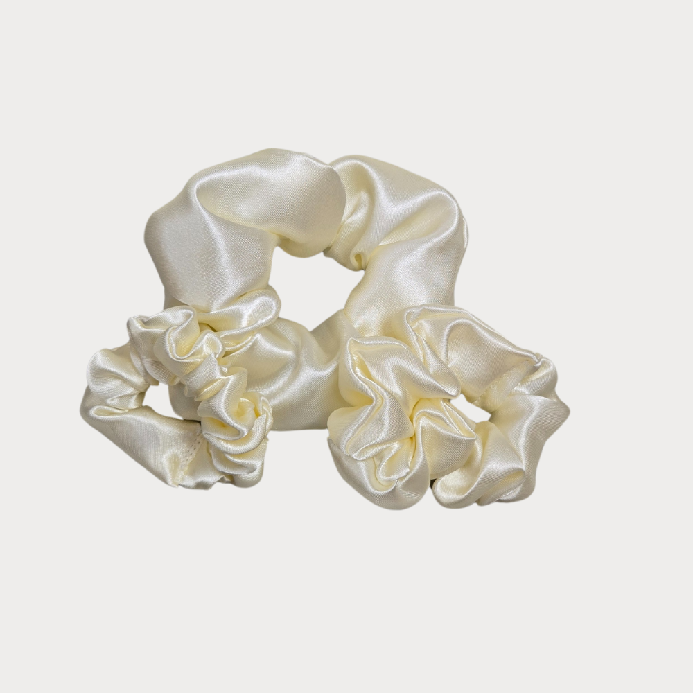 Beige Satin Scrunchie